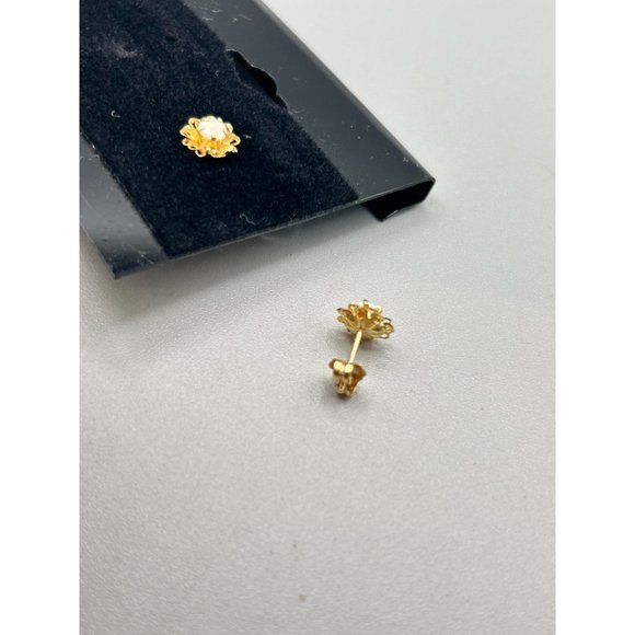 Petite Studs Earrings 14K Yellow Gold & Genuine Opals Pierced Child Girl Jewelry - Picture 8 of 9
